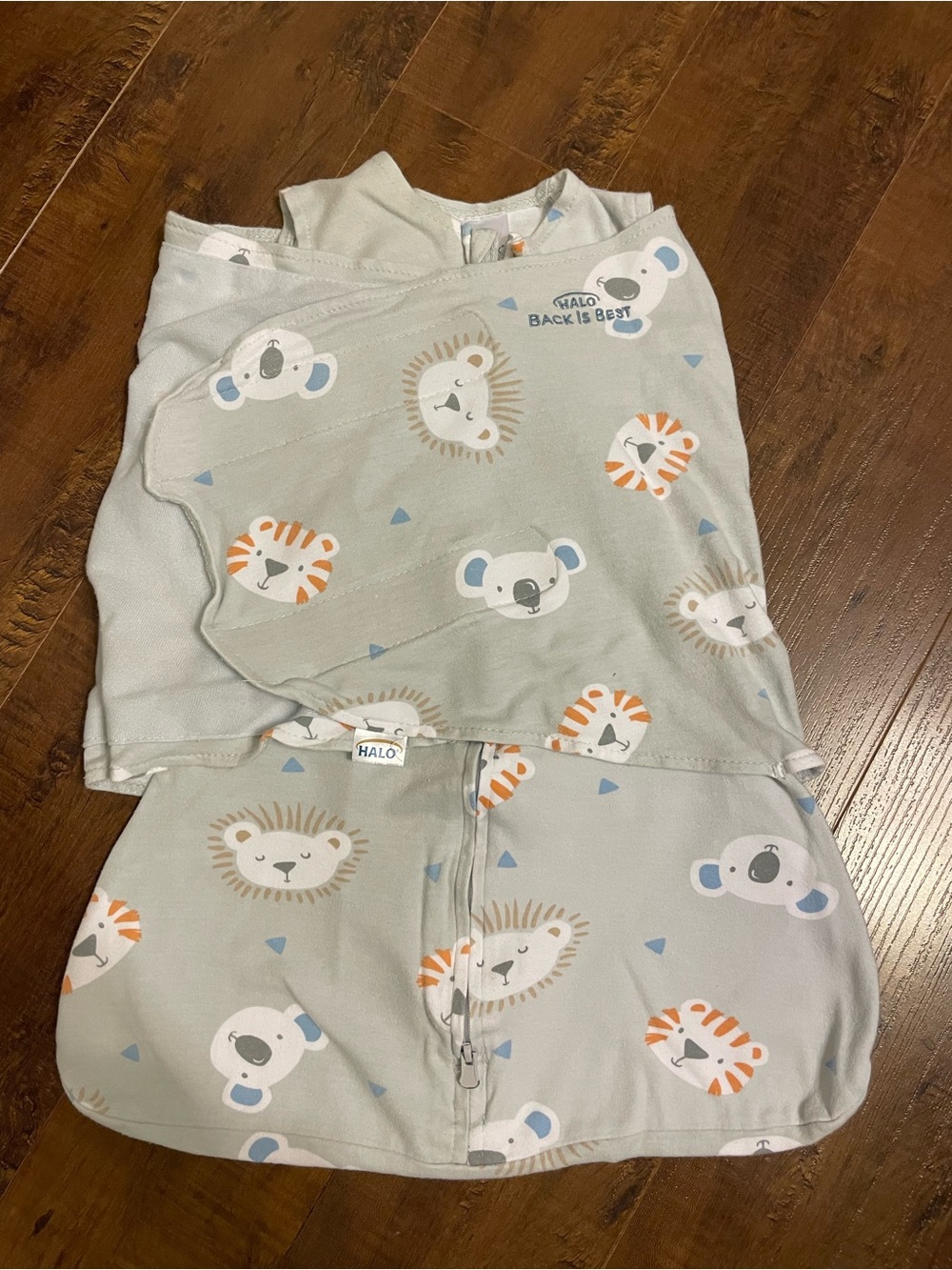HALO Baby Sleep Sack in Light Gray with Safari Animal Print